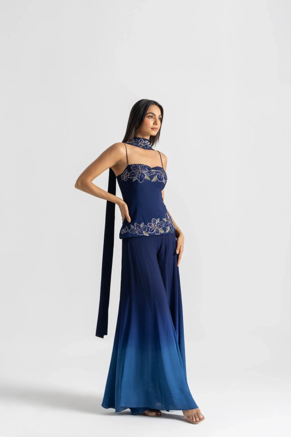 Blue Ombre Sharara Set