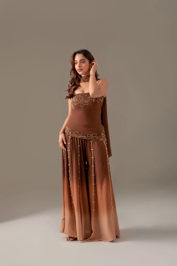 Mocha Sharara Set